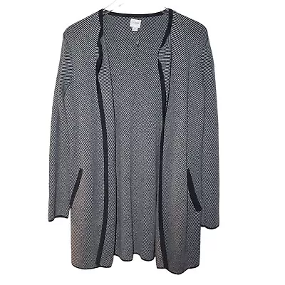 J Crew Factory Vanessa Sweater Jacket Herringbone Gray Open Cardigan Womens XS • $24.23