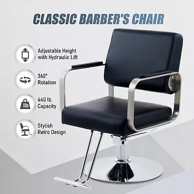 Used Classic Styling Salon Barber Chair W Swivel Hairdressing Chair Adjustable • £85.07