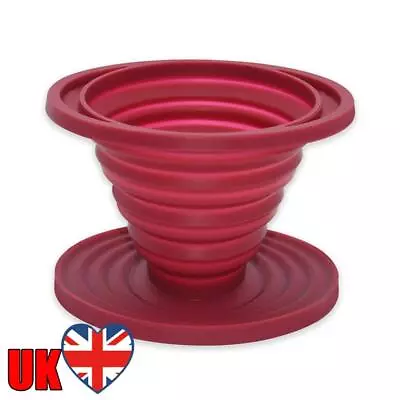 Collapsible Silicone Coffee Dripper Filter Reusable Cone Drip Cup Foldable • £6.48