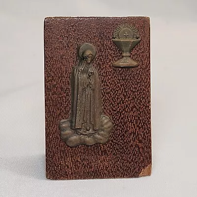 Vintage Fatima Figurine 3  Wood Brass Religious Statue • $17.75