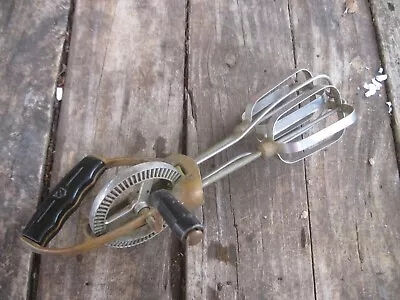 Vtg. Hand Mixer Egg Beater Stainless & Copper Frame  Manual Crank Handheld • $12