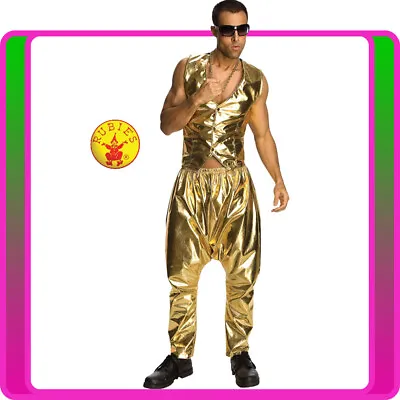 Mens 80s Gold Rap Hip Hop Retro Rapper Costume 90s 1980s Parachute Pants Vest  • $39.42