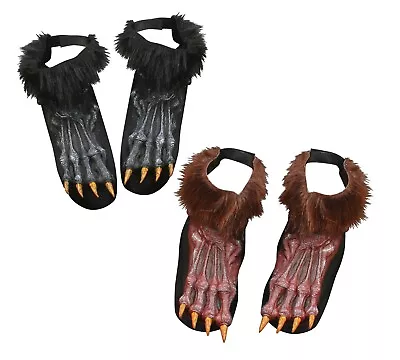 Fun World Black Brown Werewolf Furry Adult Foot Shoe Covers Costume Accessory • $40.22