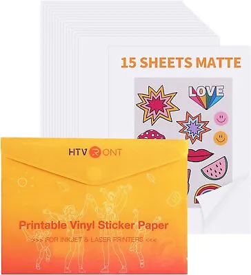 15 Sheets Matte Printable Vinyl Sticker Paper Labels For Inkjet & Laser Printer • £7.99