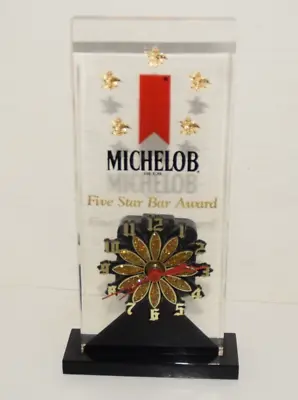 VTG MICHELOB BEER 5 Star Bar Award LUCITE Table Top Sign / Clock Man Cave • $31.41