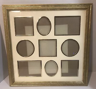 14x14 Gold Plated Vintage Antique Wall Mounted Hanging 9 Photo Matte • $35.97