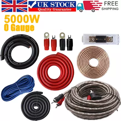 5000 Watt 0 GAUGE AWG Car Amp Amplifier Cable Wire Sub Subwoofer Wiring Kit UK • £23.99