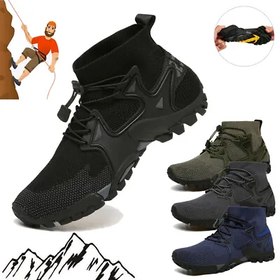£20.59 • Buy Mens Hiking Boots New Walking Ankle Wide Fit Trail Trekking Trainers Shoes Size