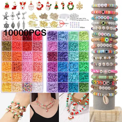 10000PCS+ Clay Beads For Bracelet Making Kit Clay Flat Polymer Beads Jewellery • £9.39