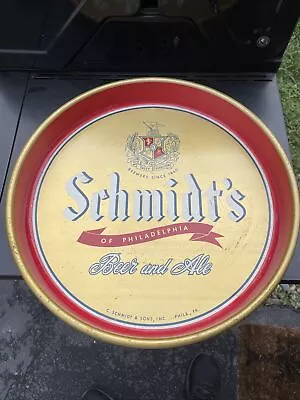 VINTAGE SCHMIDT'S BEER & ALE METAL SERVING TRAY 13” C. Schmidt & Sons Phila. PA • $29.99