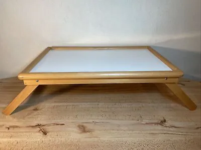 Vintage Wooden Breakfast Serving Bed Tray Lap Desk Folding Legs 21.5” L • $22.98