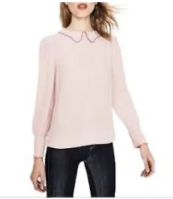 $29.99 • Buy Boden Maggie Red Piped Peter Pan Collar Long Sleeved Pink Blouse Darling! Size 8