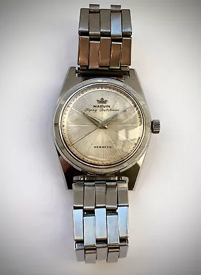 1960s Marvin Flying Dutchman Hermetic Watch Thunderbird Bezel Guilloche Dial • £650