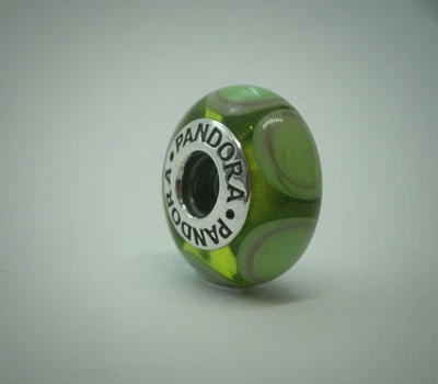 $52.95 • Buy Genuine Pandora Sterling Silver Green Stepping Stones Murano Glass Charm 790913