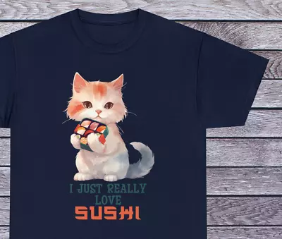 I Love Sushi T Shirt Anime Cat Tee Manga Japanese Clothing Cosplay Otaku • $18.99