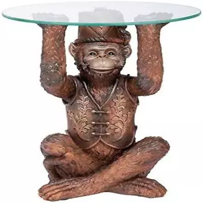 Exotic Decor Moroccan Monkey Business Glass Topped Side Table 21 Inch Full Color • $439.99