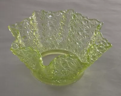 Rare Antique Vaseline Glass Dot & Daisy Lamp Shade Glows • $390.50