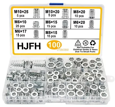 100 Pcs Threaded Reducers/self Tapping Thread Repair Inserts Nuts M6 M8 M10 Uk • £15.99