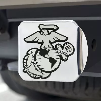 MIL - U.S. Marines Chrome Metal Hitch Cover With Chrome Metal 3D Emblem • $39.99