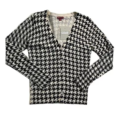 Merona Target Houndstooth Cardigan Sweater Thin Small Black White Cotton New $29 • $14.99