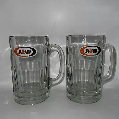 Vintage AW A&W Root Beer Soda Mug 6'' Tall Dimple Sides Heavy Glass Pre Owned • $29.83