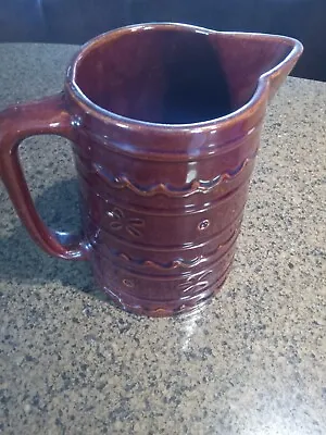 Marcrest  Daisy & Dot Oven-Proof Stoneware Pitcher 8  Brown Drip Vintage • $5