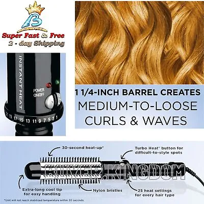 $29.61 • Buy Turbo Heat Curl Styler Brush Electric Curling Iron Hot Brush Hair Wave Volumizer