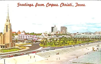 Vintage Texas Chrome Postcard Greetings From Corpus Christi Aerial • $0.99