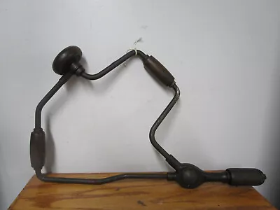 Vintage Antique Millers Falls Corner Brace Hand Drill Double Handle Wooden • $125