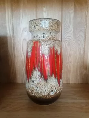 FAT LAVA SCHEURICH 242-22 LORA Vase Zig-Zag Red Vintage 70s  West Germany • £49.99