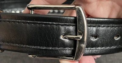 $35 • Buy Tony Lama Black And Silver Belt Western 34 Made In Texas USA