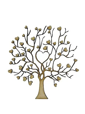 2x Heart Tree Branch Intricate 10cm Wood Craft Embelishments Laser Cut Shape MDF • £3.25