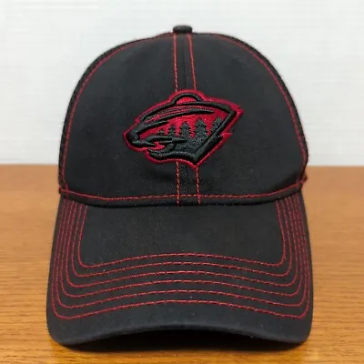 Minnesota Wild Hat Cap New Era 39Thirty Fitted Stretch One Size Black Red NHL • $13.58