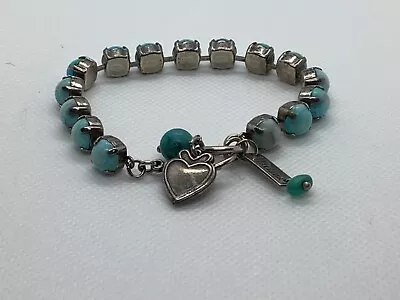 7.5” Silver Plated Turquoise Crystal Tennis Bracelet- Mariana • $119.99