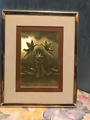 Manifestations Optical Illusionary Art Gold Blessed Virgin Mary Matted Framed  • $29.95