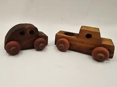 Lot Of 2 Vintage The Montgomery Schoolhouse Wood Toys Car And Pickup Truck • $8.99