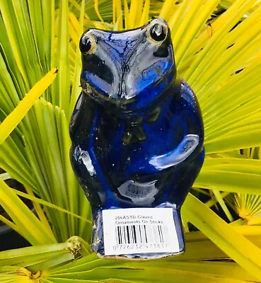 Garden Cane Topper Ceramic Frog Ornaments On Sticks Blue Glazed 5” Decorative • £7.99