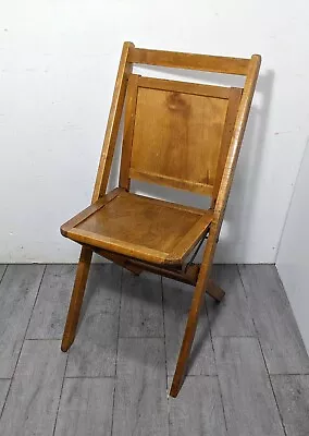 Vintage Rustic Dutch Teak Wood Folding Chair Mid Century Modern Outdoor Patio • $99