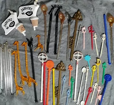 Vintage Antique Plastic Glass Lot Swizzle Sticks McDonalds Playboy Giraffe • $5