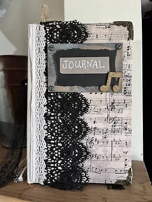 Junk Journal Art Journal Diary Music Floral Ephemera Scrapbook Shabby Chic Black • $18