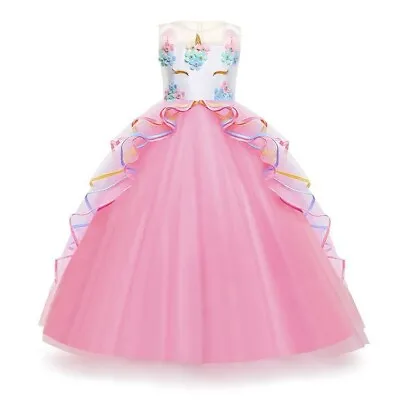 Kids Girls Unicorn Tutu Dress Up Costume Rainbow Fancy Party Outfit • £16.99