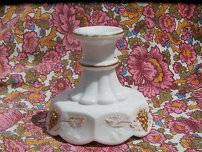 Westmoreland Milk Glass Candleholder Paneled Grape With Gold FREE SHIPPING • $19.99