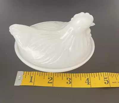 Milk Glass Chicken/Rooster With Lid Bowl Basket Small • $9.24