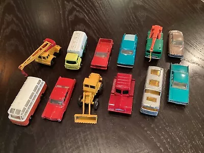 Vintage Matchbox Lesney Lot Of 12 1960's Vehicles With Black Plastic Wheels L44 • $24.99