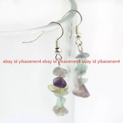 Natural Multi Color Gemstone Chips Beads Dangle Hook Jewelry Earrings AAA • £3.59