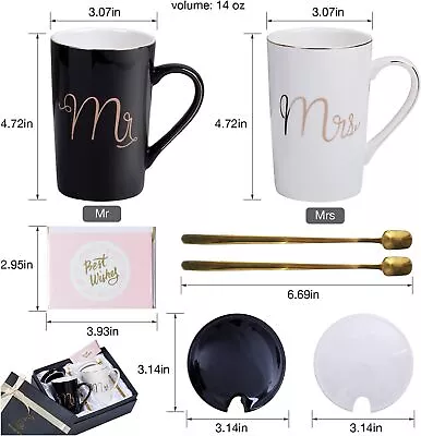 Mr & Mrs Coffee Mug Set: Unique Wedding Anniversary Engagement Gift For Couple • $36.08