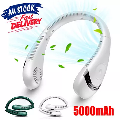 Portable Mini Neck Fan Bladeless Hanging Air Cooler USB Rechargeable 5000mAh AU • $20.98