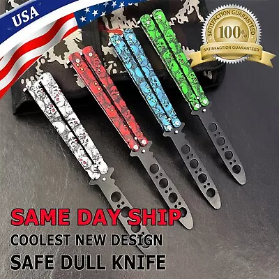 Skull Butterfly Trainer Training Dull Tool Metal Knife Practice Stainless Steel • $9.95