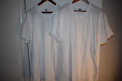 Stafford Lot Of 2 Vtg Deadstock Single Stitch White Cotton Paper Thin T Shirt Lg • $34