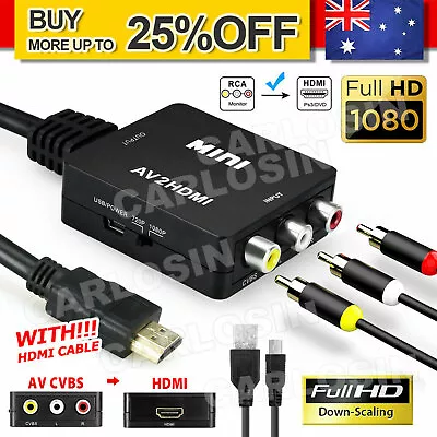 $13.95 • Buy RCA AV To HDMI Converter Adapter Composite AV2HDMI Converter 1080P HDTV/DVD AU